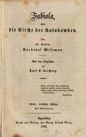 Fabiola oder die Kirche der Katakomben