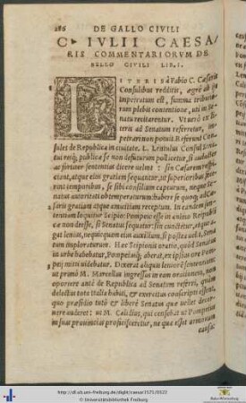 Gaii Iulii Caesaris Commentariorum De Bello Civili Liber I