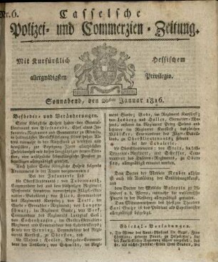 Nr. 6, Sonnabend, den 20sten Januar 1816