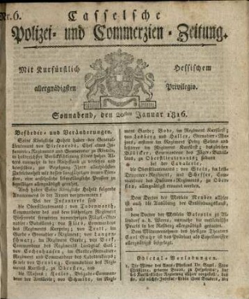 Nr. 6, Sonnabend, den 20sten Januar 1816