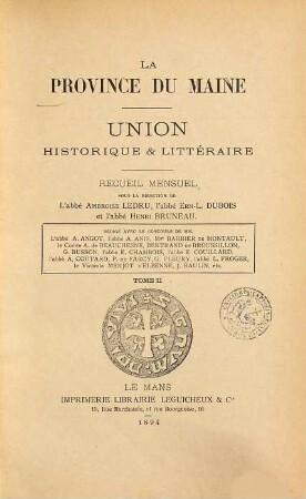 La province du Maine. 2. 1894