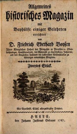 Allgemeines historisches Magazin. 2. 1767