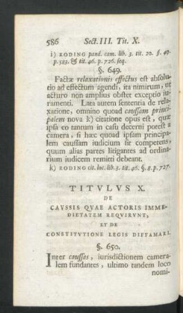 Titulus X. De Caussis Quae Actoris Immedietatem Requirunt, ...
