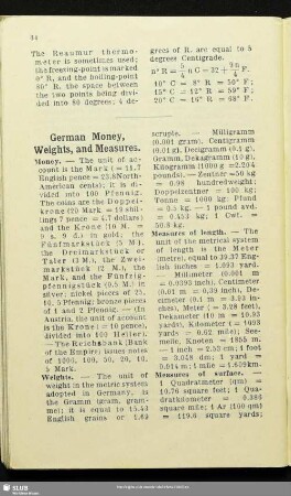 German Money, Weights, and Measures