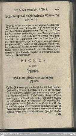 Pignus, Das ist: Pfandt