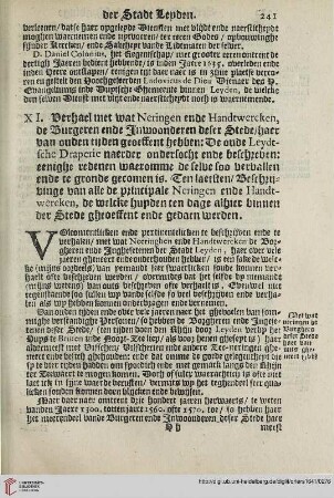 XI: Verhael met wat Neringen ende Handtwercken [...]