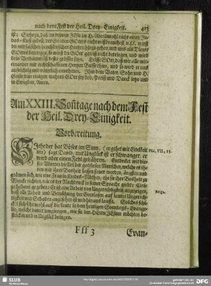 Am XXIII. Son[n]tage nach dem Fest der Heil. Drey-Einigkeit