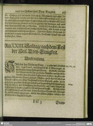 Am XXIII. Son[n]tage nach dem Fest der Heil. Drey-Einigkeit