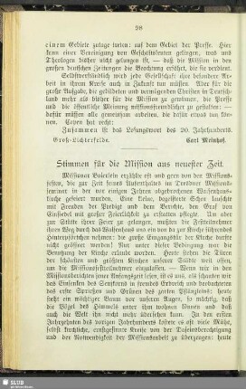 Stimmen für die Mission aus neuester Zeit