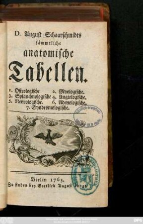 D. August Schaarschmidts sämmtliche anatomische Tabellen