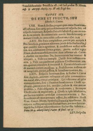 Caput III. De Fine Et Fructu, Seu Effectu S. Coenae.