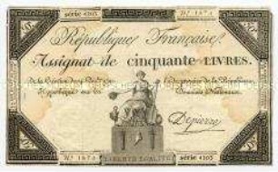 Frankreich, Assignat 50 Livres