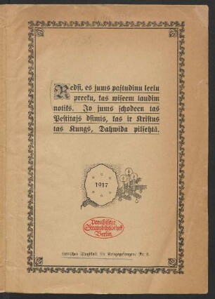 8.1917: Lettisches Flugblatt für Kriegsgefangene