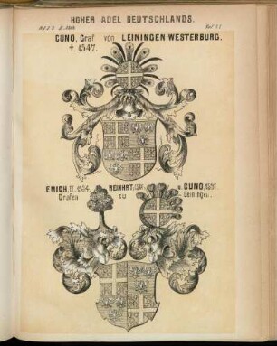 Taf. 41. Cuno, Graf von Leiningen-Westerburg. - Emich - Reinhrt - u. Cuno, Grafen zu Leiningen.