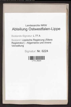 Zentralkommission zur Abwehrung der Cholera.- Tätigkeit.- Amt Sternberg-Barntrup, Bd. 19