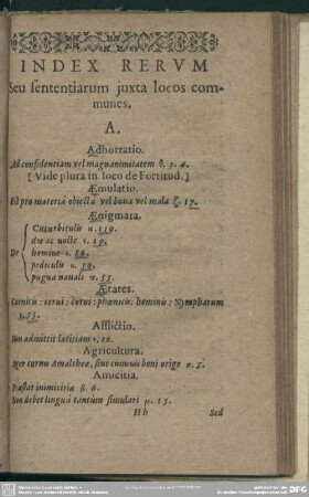 Index Rerum Seu sententiarum iuxta locos communes