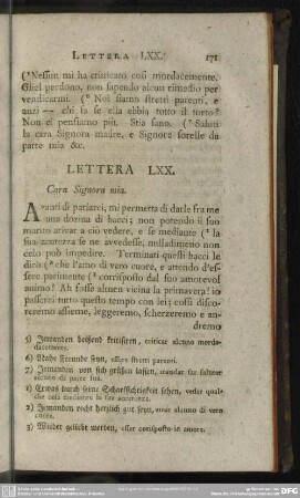 Lettera LXX. Cara Signora mia