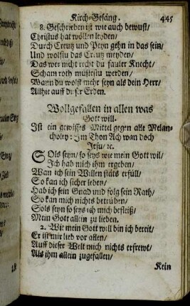 Wollgefallen in allen was Gott will.