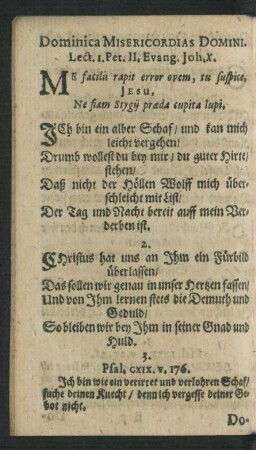Dominica Misericordias Domini ...