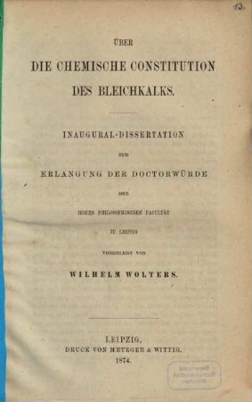 Über die chemische Constitution des Bleichkalks : Inaug. Diss.