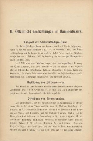 II. Öffentliche Einrichtungen im Kammerbezirk.
