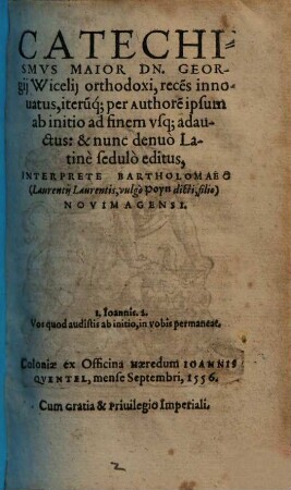 Catechismus major Dn. Georgii Wicelii orthodoxi ...