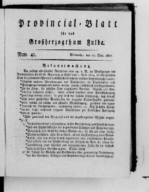 Num. 41., Ausgabe vom 17. September 1817
