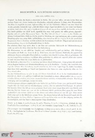 Bruchstück aus Dürers Gedenkbuch