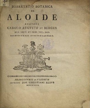 Dissertatio Botanica De Aloide