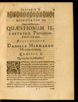 Disputatio III. Respondente Daniele Hermanno