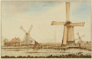 Ansicht der "Westerkerkstoorn" bei Amsterdam mit der Insel der Quäker im Vordergrund
