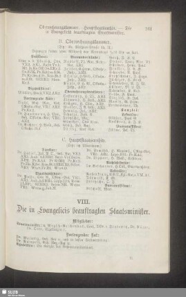 VIII. Die in Evangelicis beauftragten Staatsminister