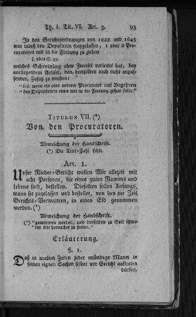 Titulus VII. Von den Procuratoren.