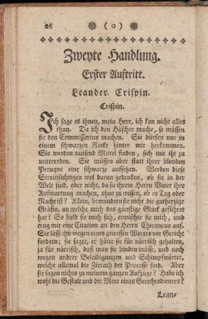 Erster Auftritt. Leander. Crispin.