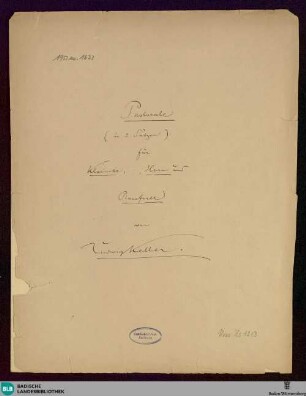 Pastorales - Mus. Hs. 1213 : cl, cor, pf