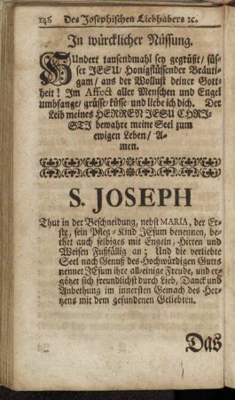 S. Joseph [...]. [Das VII. Capitel. Des Josephischen Liebhabers Dancksagung Nach der Communion.]
