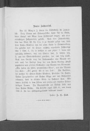 Unser Jahresfest.