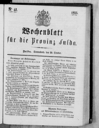 Nr. 42, Ausgabe vom 20. Oktober 1855 [Nr. 43 fehlt]