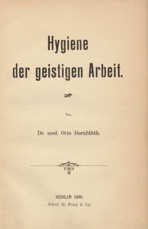 Hygiene der geistigen Arbeit