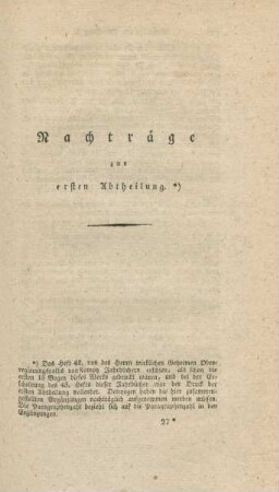 Nachträge zur ersten Abtheilung