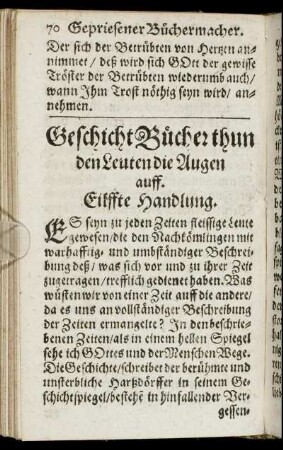 Geschicht Bücher thun den Leuten die Augen auff. Eilffte Handlung.