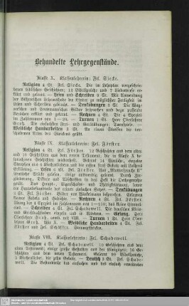 Behandelte Lehrgegenstände
