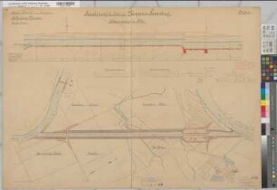 Ems Kanalisierung Blatt 2 Strecke Haren Schleusenanlage bei Hilter Höhen- und Lageplan 1891 1 : 100/2000 70 x 100 kol. Zeichnung A. Franke, Wasserbauinspektor Wasser- und Schiffahrtsdirektion Münster