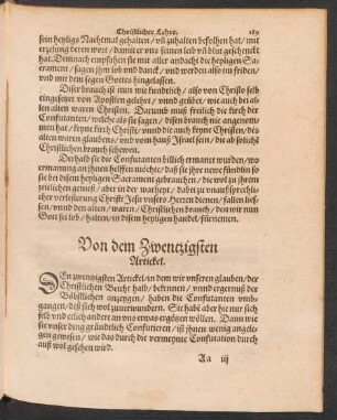Von dem Zwentzigsten Artickel.