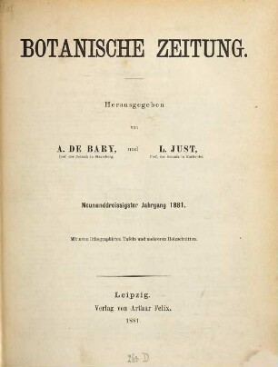 Botanische Zeitung. 39. 1881