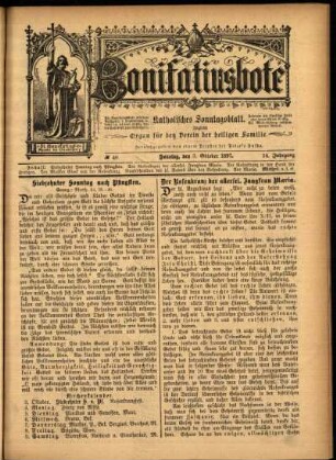 Erste Ausgabe vom Sonntag, den 03. Oktober 1897.