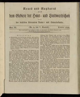 Nro. 96. (Nr. 8. des V. Bandes). October 1828.