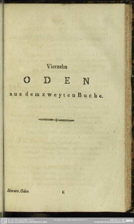 Vierzehn Oden aus dem zweyten Buche