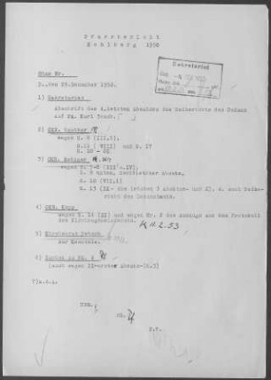 Kohlberg: Pfarrbericht 1950