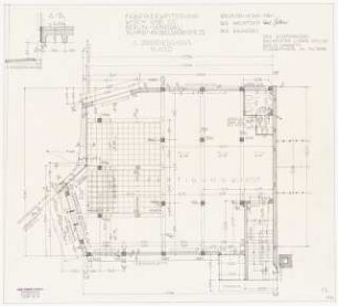 Maschinenfabrik Wisch und Co., Berlin-Spandau Erweiterungsbau: Grundriss 1.OG 1:50, Detail: Schnitt durch die Plattenbalkendecke